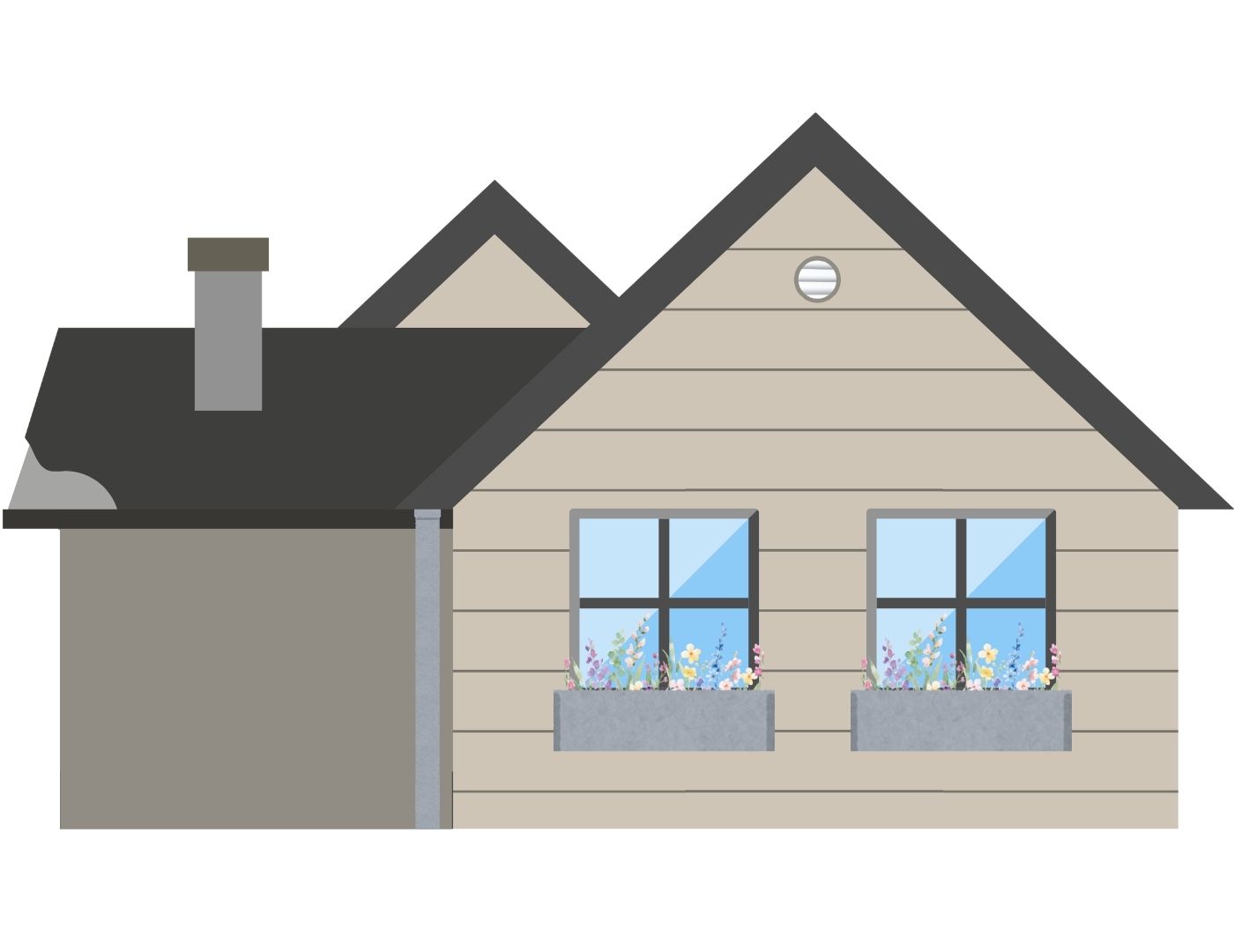 Haus mit Fassade und Dach